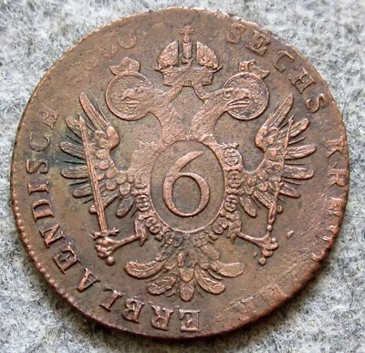 AUSTRIA FRANZ II 1800 F 6 CRUCEROS, COBRE Hall (Tirol) COMO NUEVO km# 2128 Foto 1 de 4