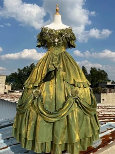 Lolita Corset Prom Party Dress Fruit Green Fantasy Applique Pleated Victorian - Picture 1 of 5