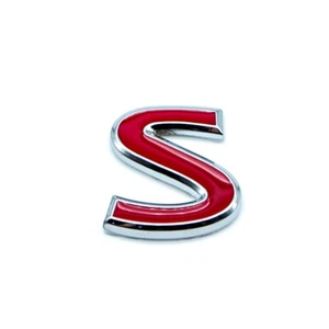 Red Metal Chrome S Logo Badge Rear Trunk SUV Sport Emblem for Q30 Q70 Q50 Q50L - Picture 1 of 7