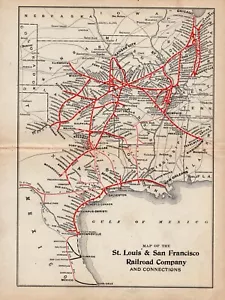 1910 Antique St Louis & San Francisco Railroad Map Frisco Lines Map 2281 - Picture 1 of 4