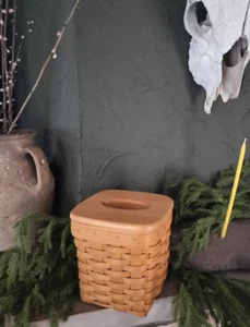 Vintage 90's LONGABERGER Kleenex TISSUE BOX & WOODCRAFT Lid Plastic Insert - Picture 1 of 14