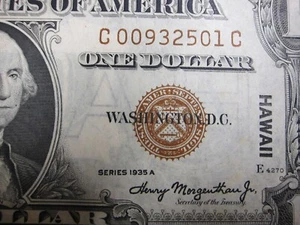 1935A $1 Hawaii WWII Emergency Issue Silver Certificate C00932501C - Picture 1 of 8
