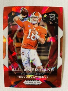 2021 PRIZM DRAFT PICKS TREVOR LAWRENCE "ALL AMERICAN RED CRACKED ICE" #181 - Picture 1 of 2