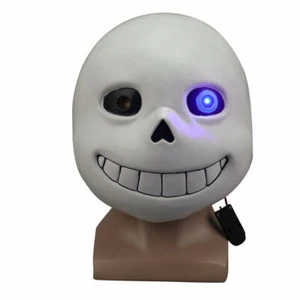 Lumineux Sans Masque Cosplay Crâne Sans Papyrus Masque LED Halloween Accessoires Latex - Photo 1/11