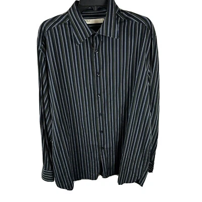 Camisa masculina Perry Ellis manga longa cinza masculina GG botão para cima - Imagem 1 de 3