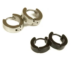 (2pcs) Pair Mens Ladies 316L Stainless Steel Hinged Huggie Hoop Stud Earring UK - Picture 1 of 3