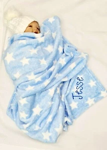 personalised  embroidered STAR  supersoft luxury  BABY BLANKET  SOFT & cosy - Picture 1 of 5