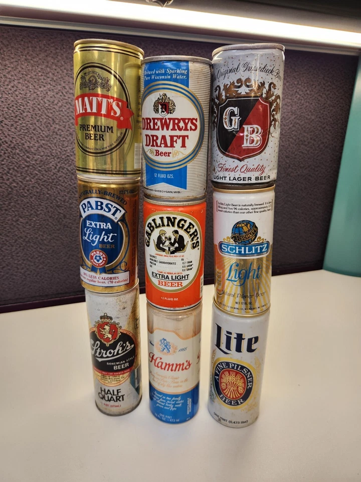 Lot Of 9 Vintage Metal Empty Beer Cans Pictured #pe40 - Image 1 of 4