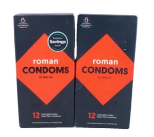 Roman Ultra-Thin Lubricated Latex Condoms 12-count Exp 12/2025 - Lot of 2 boxes - Picture 1 of 2