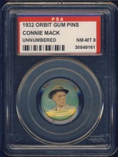1932 PR3 Orbit Gum Pins UnNumbered Connie Mack PSA 8 Philadelphia Athletics HOF