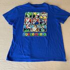 T-shirt Super Mario adulte XL bleu 100 % coton col équipage boîte dorée tee-shirt graphique