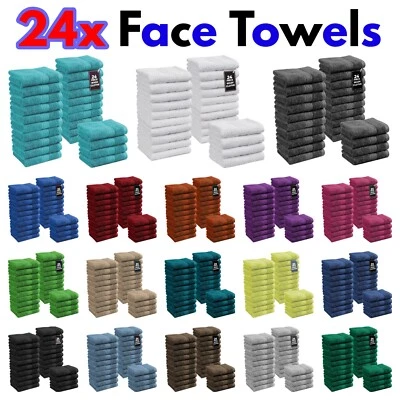 24x Face Cloths Flannels 100% Egyptian Cotton Washcloth Hotel Quality Towels Set - Image 1 of 2