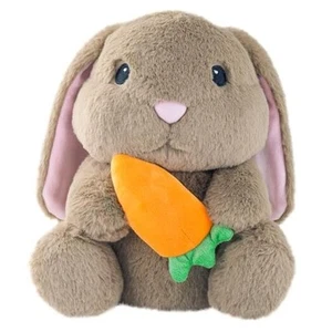 Easter Bunny Stuffed Animal, 9.8" Plush Rabbit with Floppy Ears and Carrot, - Picture 1 of 7
