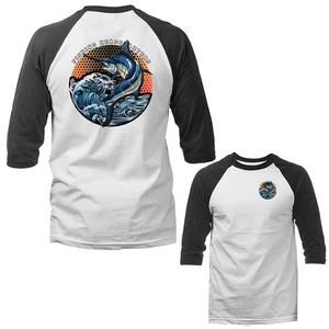 Blue Marlin Strike Outdoor Sport Fishing 3/4 Sleeve Raglan - Picture 1 of 10