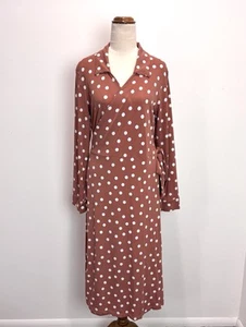 NEW FEATHERS Wrap Dress L 14 Terracotta All Wrapped Up Polka Dot Formal Wedding - Picture 1 of 17