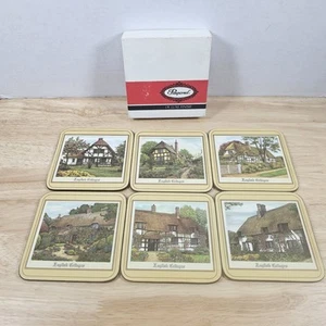 Pimpernel Coasters English Cottages Cork Backed Set Of 6 Made In England - Picture 1 of 11