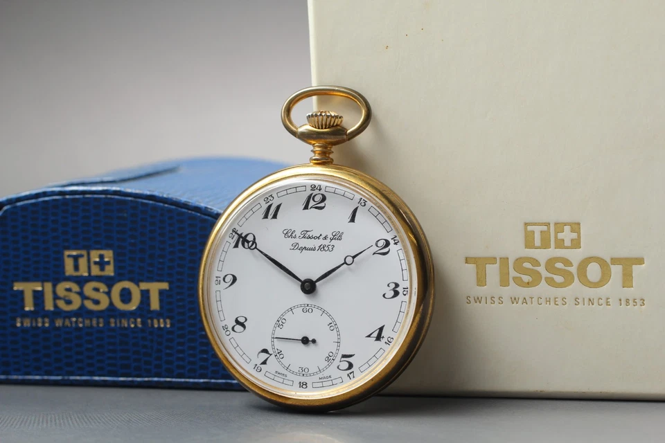 [Near MINT / Box] Vintage Chs.Tissot & Fils Depuis 1853 Manual Wind Pocket Watch - image 1 of 4