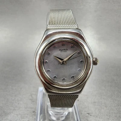 Swatch Irony Libertine Watch Women 24mm Silver Dial Steel Mesh Band New Battery - Image 1 of 4