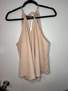 Free Press Womens Size XL Peach Flowy Gold Neck Detail Tie Tank - Picture 1 of 6