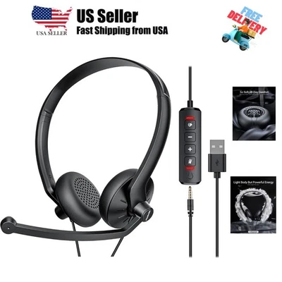 USB Headset with Microphone for PC Laptop - Wired Computer Headphones with No... - Image 1 of 4