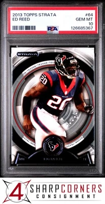 2013 TOPPS STRATA #64 ED REED RAVENS HOF POP 1 PSA 10 - Image 1 of 3