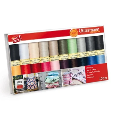 Gütermann Creativ 20 Spulen Allesnäher 100 m gedeckte Farben (1,35 EUR/100 m) - Bild 1 von 2
