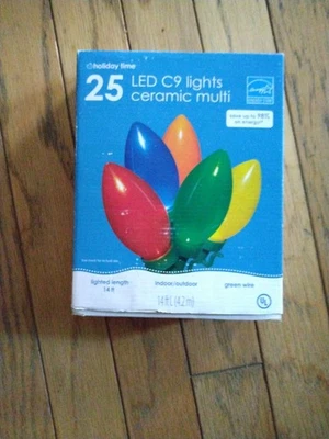 HOLIDAY TIME 25 Multicolor Ceramic "look" C9 LED Christmas lights - NEW - Image 1 of 4