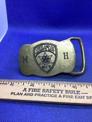 Hebilla de cinturón del departamento de alguaciles del condado de Cortland NY, latón, de colección difícil de encontrar, rara Foto 1 de 2