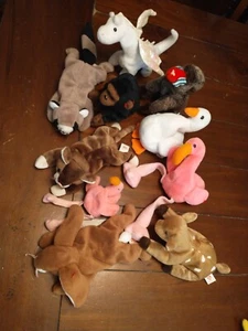 TY Beanie Baby Lote de 10 Animales Estado Jugado Sin Etiquetas - Imagen 1 de 8