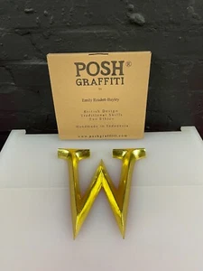 POSH GRAFFITI Decorative Gold Wooden Large Letter W Measures 9 Inch High - Picture 1 of 4