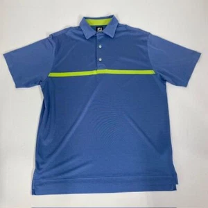 FootJoy Golf Polo Shirt Performance Athletic Neon Stripe Quick Dry Size L - Picture 1 of 8