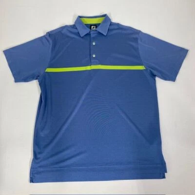 FootJoy Golf Polo Shirt Performance Athletic Neon Stripe Quick Dry Size L - Image 1 of 4