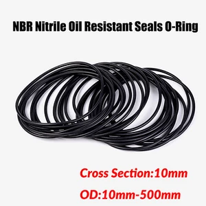 Metric Black Rubber O Rings 80mm - 500mm Outside Dia Nitrile O Ring 10mm Thick - Picture 1 of 10