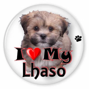 BOTÓN TRASERO PIN DE SEGURIDAD I LOVE MY LHASO APSO PERRO CACHORRO 3 - Imagen 1 de 2