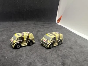 2 Micro Machines Military Chevrolet 70s Van Ambulance Galoob Camo Red Cross - Picture 1 of 5