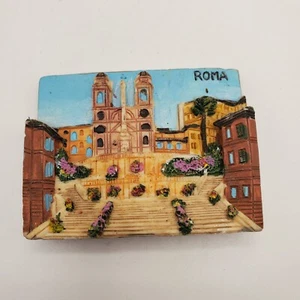 Vintage Rome Spanish Steps Piazza di Spagna Resin Fridge Magnet 2.8" x 2.2" RARE - Picture 1 of 3