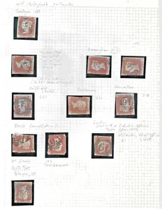queen victoria stamps1841 one penny red stars with nice postmarks x 11 as scan - Picture 1 of 1