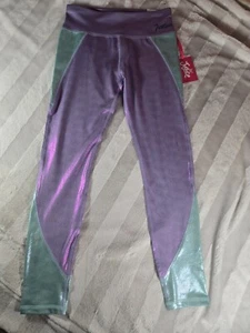Justice Girls Color X Shine Colorblock Lily Lustre Leggings Purple Size L 12 14 - Picture 1 of 17