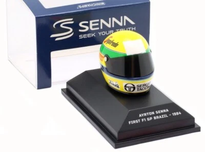 Minichamps Helmet First GP Brazil 1984 - Ayrton Senna 1/8 Scale - Image 1 of 4