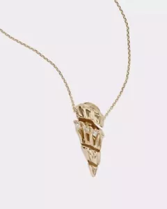 SARAH & SEBASTIAN 10K Gold Petite Diamond Spiral Shell Necklace with Citrine NIB - Picture 1 of 11