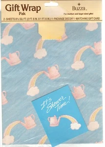 Envoltura de regalo de regadera vintage, papel de envolver bebé boda ducha arco iris nube - Imagen 1 de 2