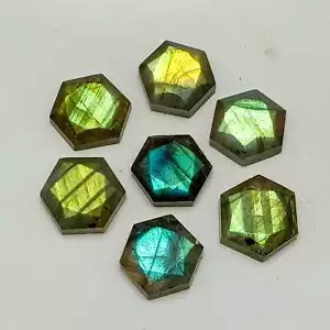 Piedra preciosa suelta hexagonal calibrada corte paso multi labradorita de 8x8 mm a 15x15 mm - Imagen 1 de 6