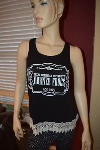 TCU Tank Top Women's Black "EST" College Texas Christian University S - Med New - Picture 1 of 3