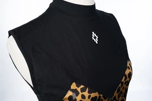 NWT MARCELO BURLON Cross County Black Leopard Print Slim Fit Sleeveless Dress M - Picture 1 of 9