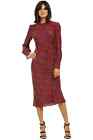 Rebecca Vallance Rosette LS Midi Dress in Berry Size AU 12