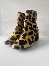 Schutz Womens Boots Shoes 8.5 B Leopard print Cow Leather Outsole Animal Print