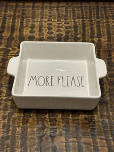 Rae Dunn "MORE PLEASE" Square White Baking Dish Casserole- Bake 9" x 9"x 3" - Picture 1 of 8