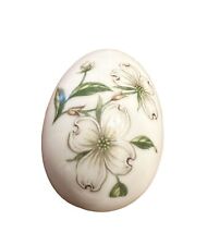 Lefton Hand Painted Dogwood Egg ShapedTrinket Dish China Porcelain 07852