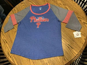 Philadelphia Phillies MLB Women's Two Tone 3/4 Sleeve Shirt - NWT - Picture 1 of 5