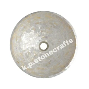 Round Elegant White Mother of Pearl Inlay Stone Sink Luxury Bath Interior sink - Picture 1 of 4